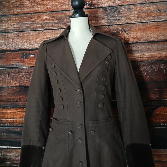 Elevenses Anthropologie Coat Jacket Size 2 Victorian Gothic Skirted Brown - Picture 5 of 9